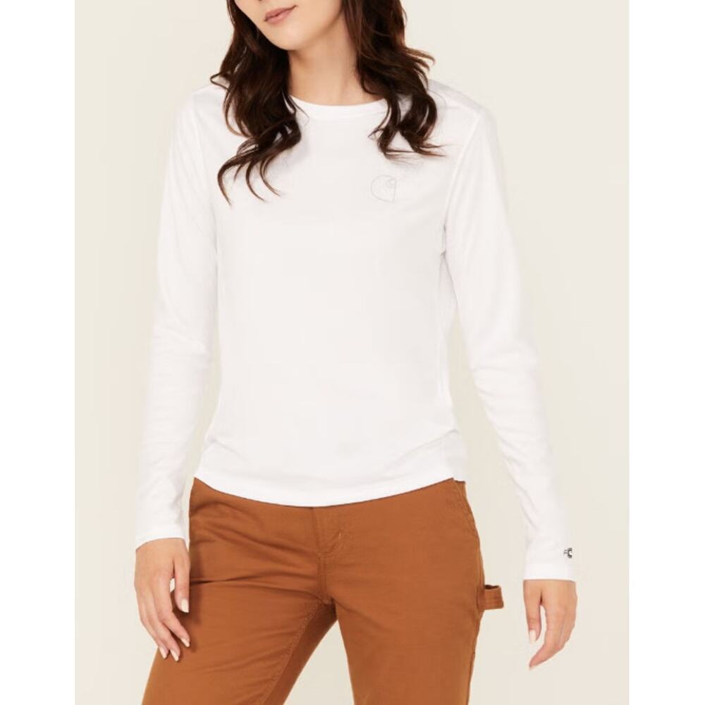 Carhartt Women's White Force Sun Defender Long Sleeve Graphic T-Shirt Size M - Picture 1 of 9